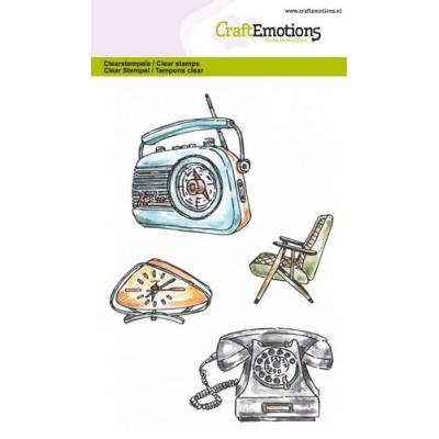 CraftEmotions Clear Stamp - Vintage Radio, Uhr